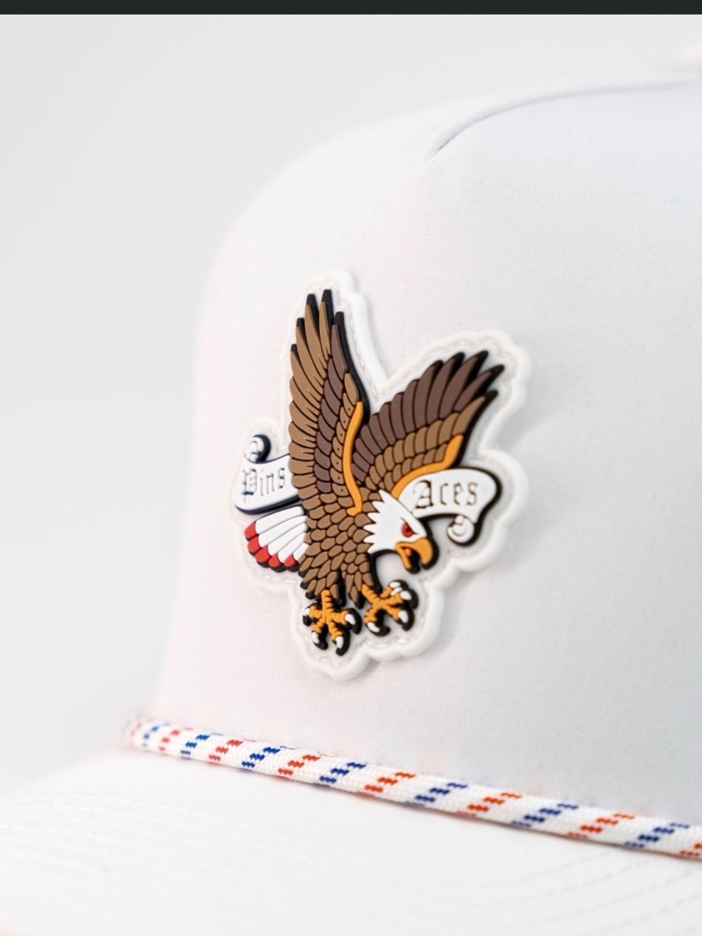 Pins and Aces Golf Freedom Eagle White - Perforated Rope Hat 🇺🇸W/Ballmarker